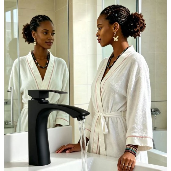 R18-NGN basin mixer ,black and chrome ,STOCK